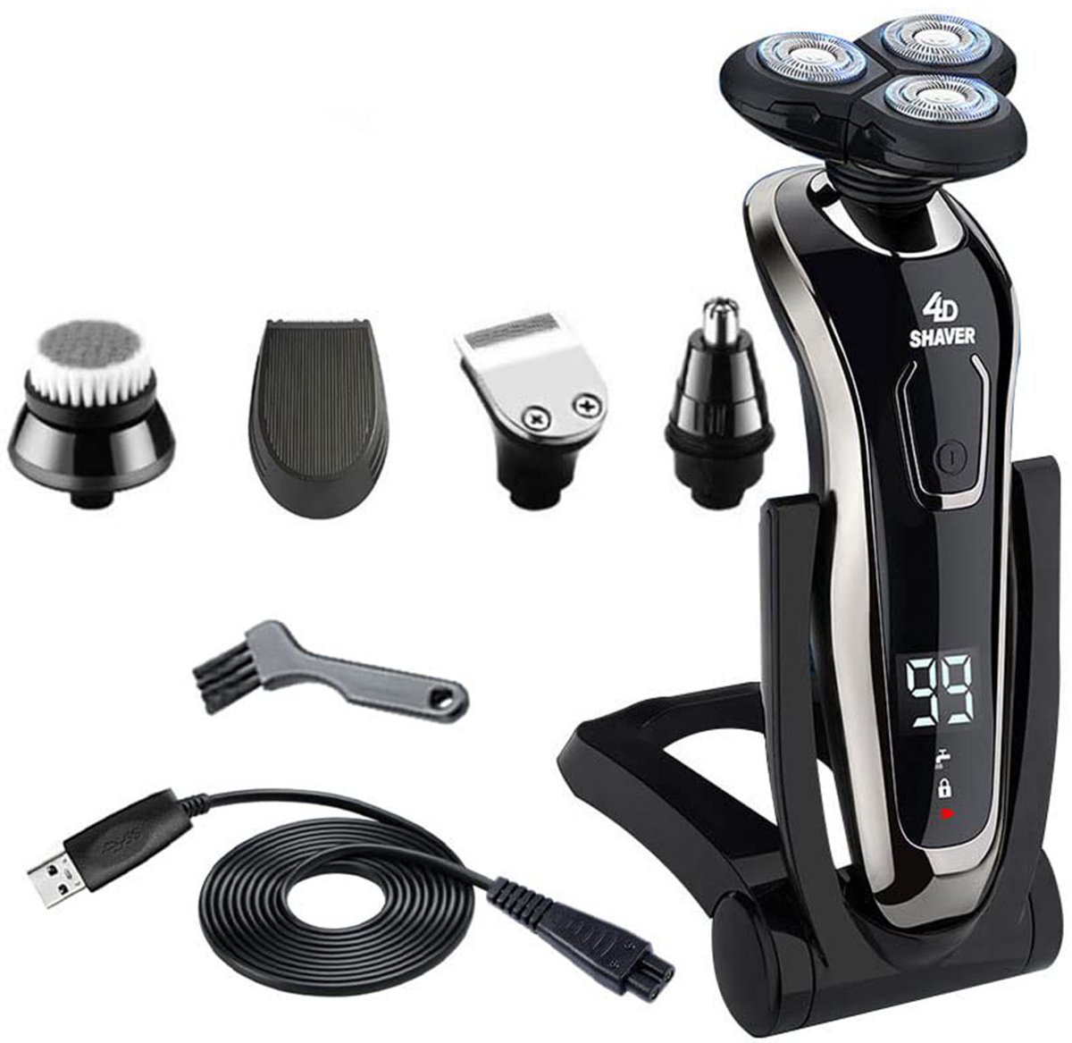 Vitdipy - Scheerapparaat Mannen - Elektrisch scheerapparaat - Nat en droog - Met Trimmer en Neustrimmer - Baardtrimmer - Waterproof - 120 Minuten Draadloos Te Gebruiken