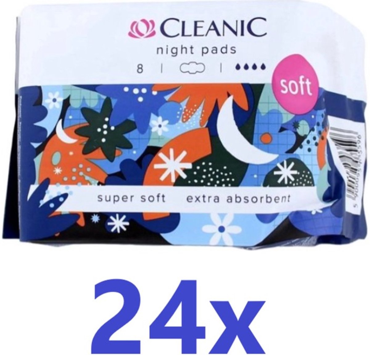 Cleanic Night Pads - Maandverband - super soft - extra absorberend - 24 x 8 Stuks - Voordeelverpakking