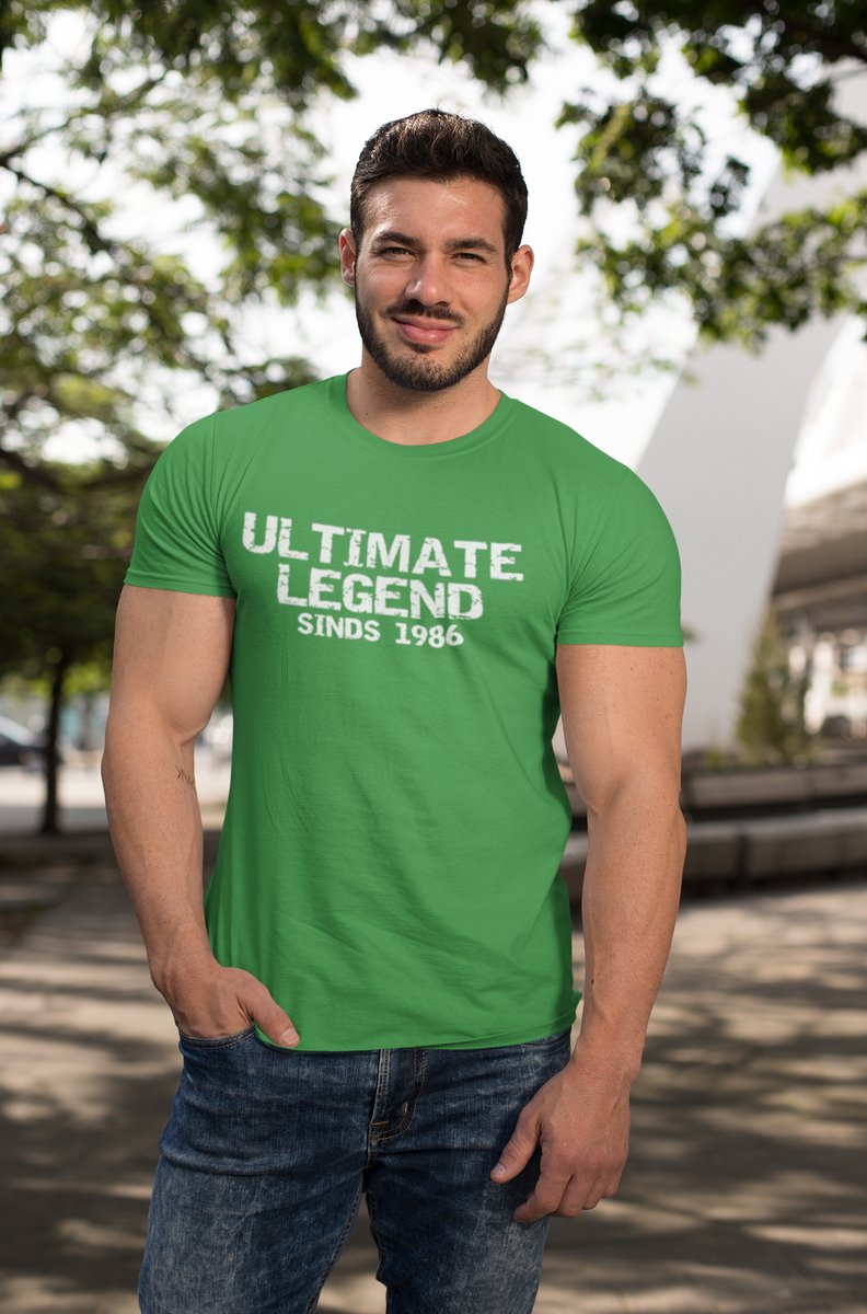 1986 Jaar Groen T-shirt heren - Maat S - Ultimate Legend - Verjaardag Cadeau Mannen - Limited Edition