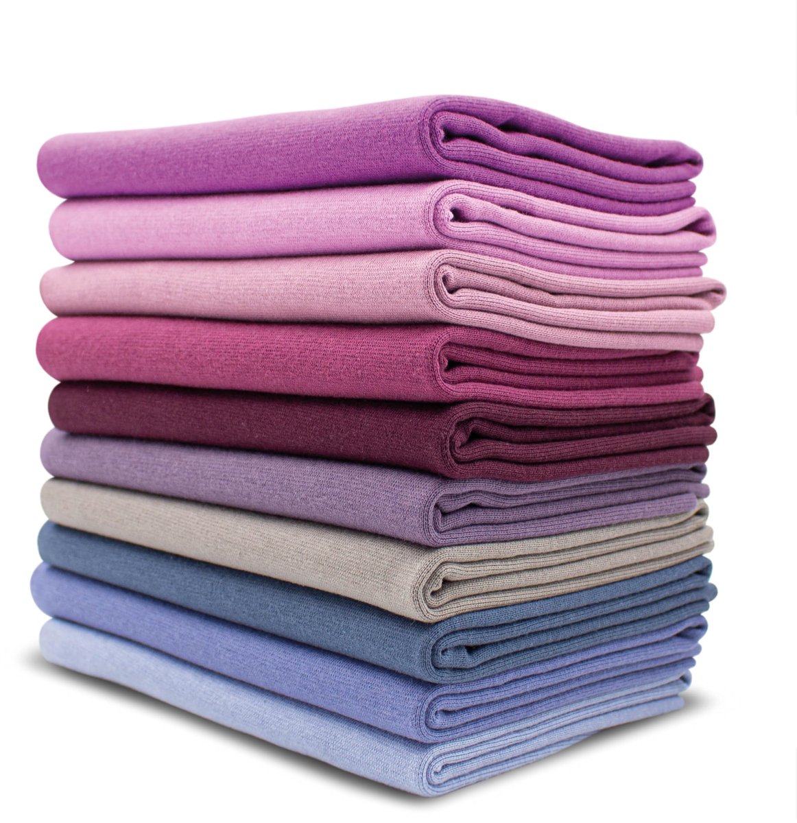 10x 0,25m manchettenstofset buisvormige stof 95% katoen, 5% elastaan selectie jersey (paars 1, set van 10)