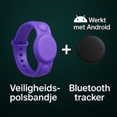 Kinder Bluetooth Tracker Polsband – Werkt met Samsung & Android Google Find My Device (Find Hub) – Ideaal voor Vakantie & Drukke Plekken – Paars – 2-8 Jaar