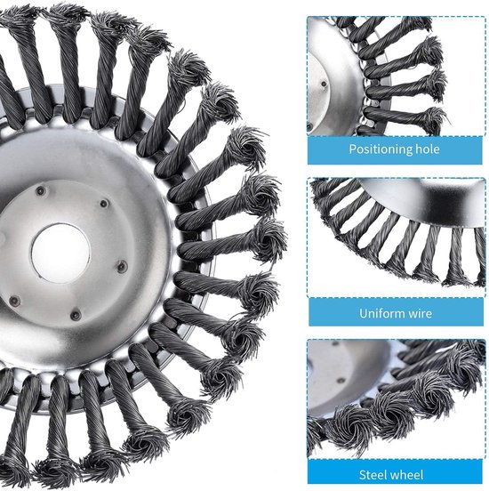 8-inch grastrimmerkop - Geschikt voor tuinmaaiers - Grasmaaierdraadborstelkop met geknoopte draad - Universeel massief draadwiel voor vervanging van grasmaaierbevestigingen - Universeel accessoire voor grasmaaiers en tuiniers - Diameter 20 cm van Merkloos	 — afbeelding 4