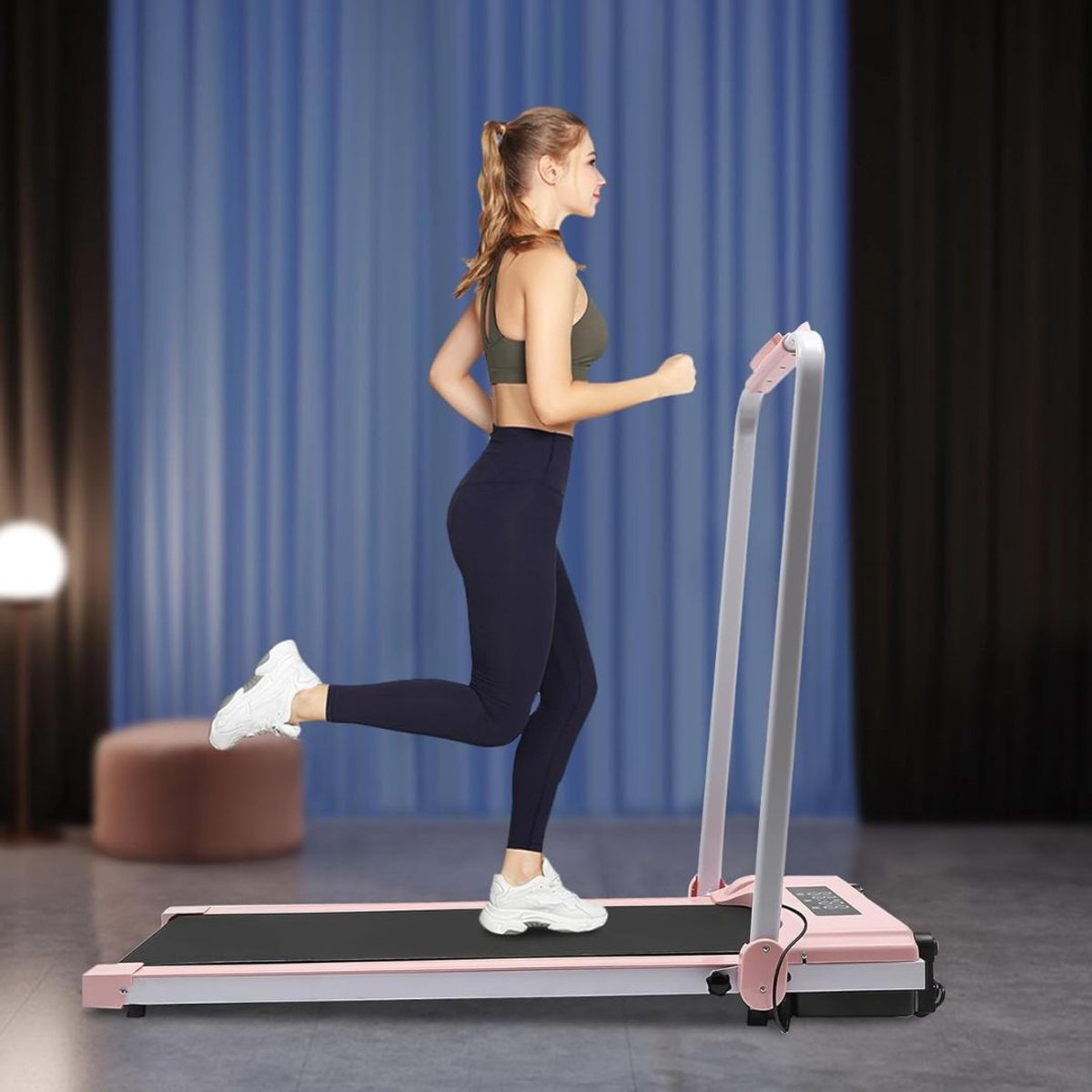 Afbeelding 3 van Loopband Inklapbaar - Hometrainer Elektrisch - Walking Pad Fitness - Roze en Zwart