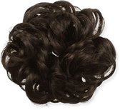 Een los bruin haarstuk met krullend, golvend haar.