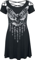 Black Premium by EMP zwarte korte jurk met ravenprint vooraan - Dames - M