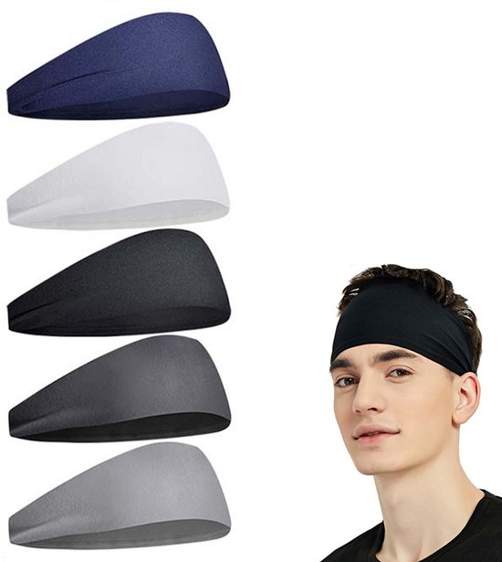 Premium Elastische Hoofdband Voor Dames En Heren - 5 Stuks - Hoofdband Sport - Haarband Make up - Zweetband Hoofd - Haarband Bandana Breed - Haarband Mannen - Diadeem - Haarband Meisje - Haarbanden - Unisex - Maat One Size