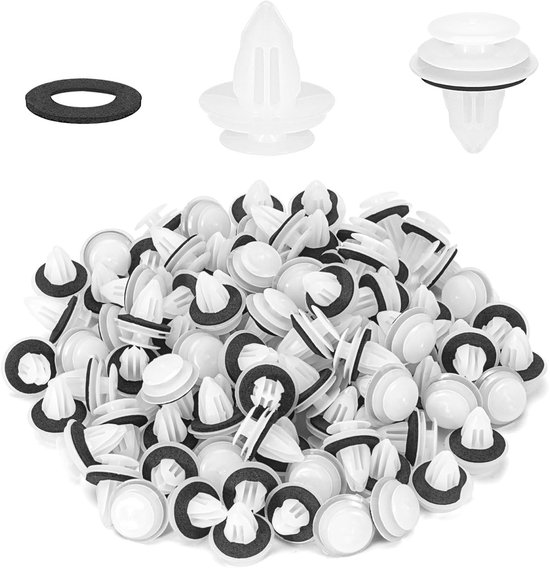 Tovbmup 50 pièces - Clips - Pinces auto - Avec coussinets en mousse - Pinces auto - Convient pour la fixation et le remplacement des véhicules - Wit