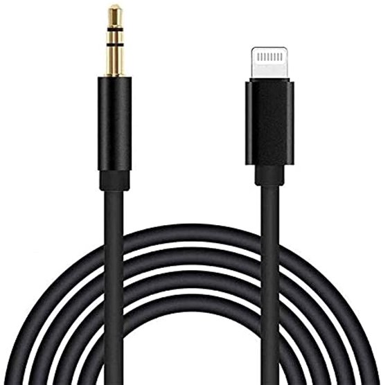 Aux-Kabel iPhone - Auto Aux kabel - 3.5 mm Lightning Audiokabel - 1.2 Meter - Geschikt voor iPhone X/11/12/13/14 en iPad - Zwart