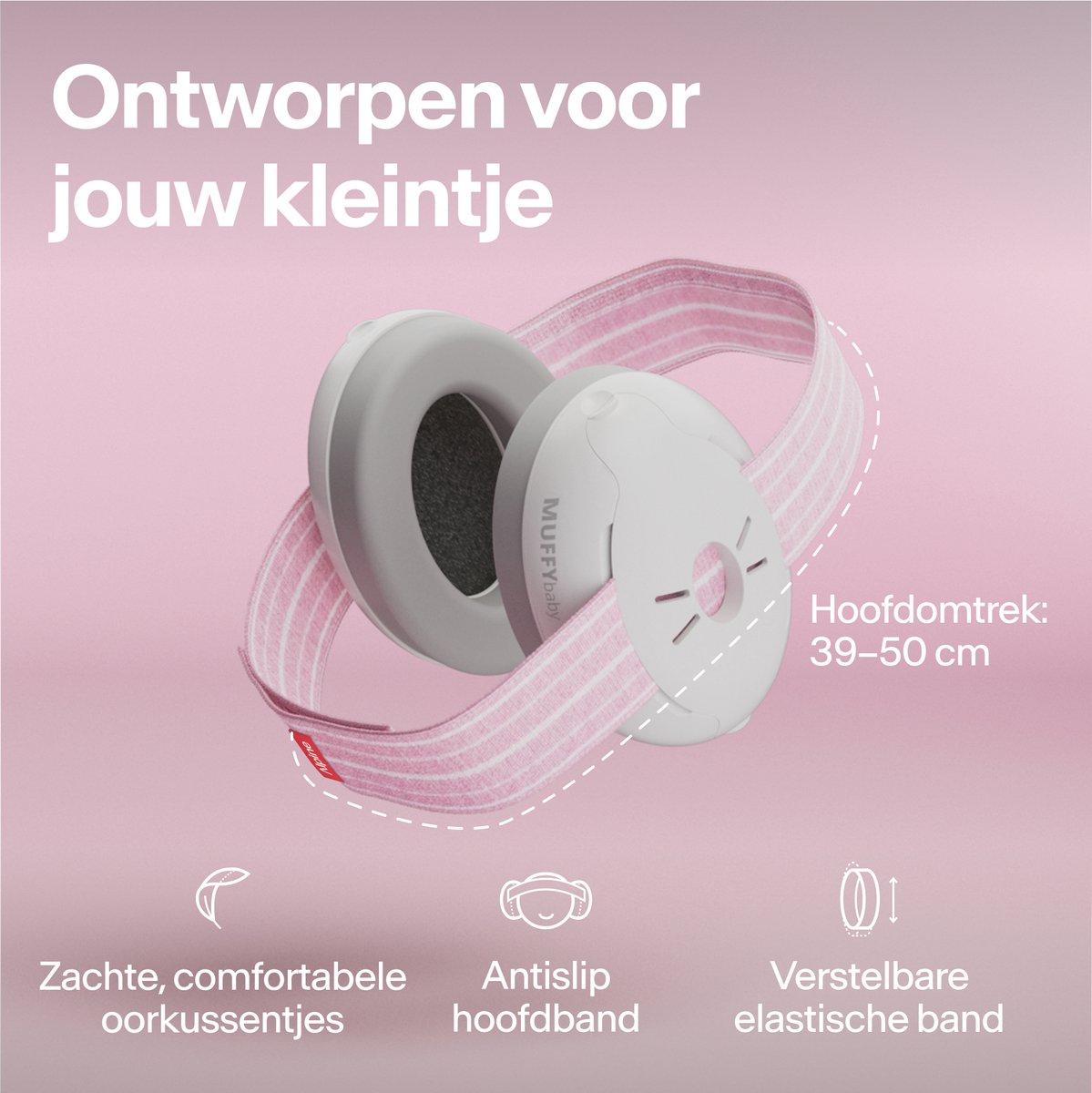 Alpine Muffy Baby Gehoorbescherming (12-36 Maanden) - Gecertificeerde Koptelefoon Baby - Verstelbare Oorbeschermers voor Baby en Peuter - 23 dB Demping - Roze – foto 3