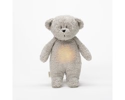 foto van Moonie The Humming Bear Grijs Natur 2.0 - organic - hartslag knuffel - beer