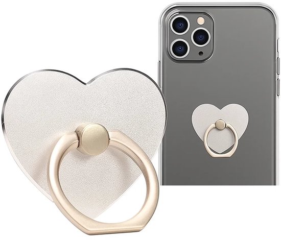 Support téléphone adhésif Luxe Coeur I Bouton téléphone I Support anneau I Finger Grip Smartphone I Wit