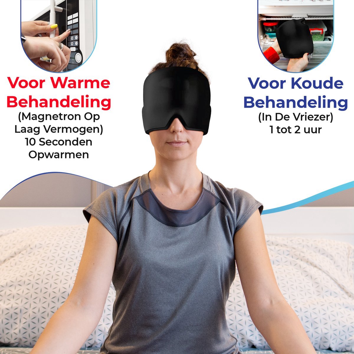 Migraine Muts Met Extra Gel - Anti Migraine masker - Hoofdpijn Oogmasker - Gezichtsmasker - Heat Cap - Ice Hat - Cold & Hot Therapy — afbeelding 2