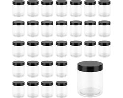 30 Stuks 250 ml Kunststof Voorraaddozen met Deksel - Kleine Voorraadpotten van Plastic - Transparante Kunststof Potten voor Keuken - Specerijen en Inmaakpotten Set