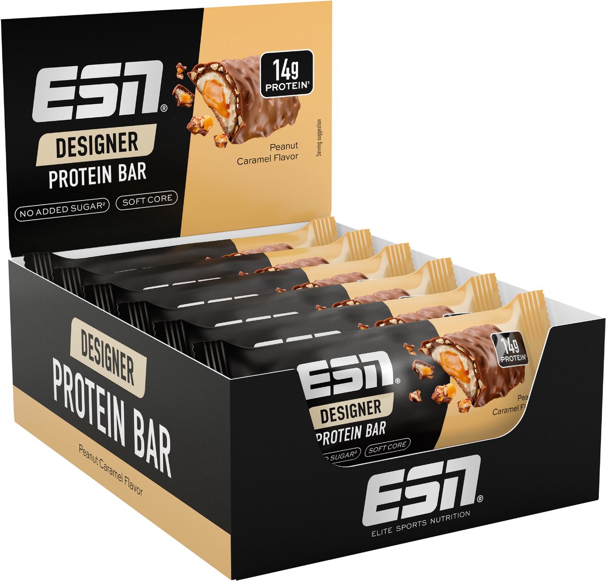ESN Designer Bar Proteine Repen – Peanut Caramel, 12 x 45 g – Ideaal Tussendoortje met 14 g Proteïne