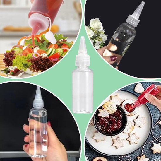 12 Stuks Plastic Knijpfles - 100ml Kleine Transparante Flesjes - Niet Lek Sausflesje Met Doppen Voor Vloeistoffen, Olie, Verf, Lotion van Merkloos — afbeelding 2