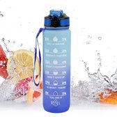 Motivatie Waterfles - 1 Liter Drinkfles - Waterfles - Waterfles met tijdmarkering - BPA Vrij - Volwassenen - Drinkfles Kinderen