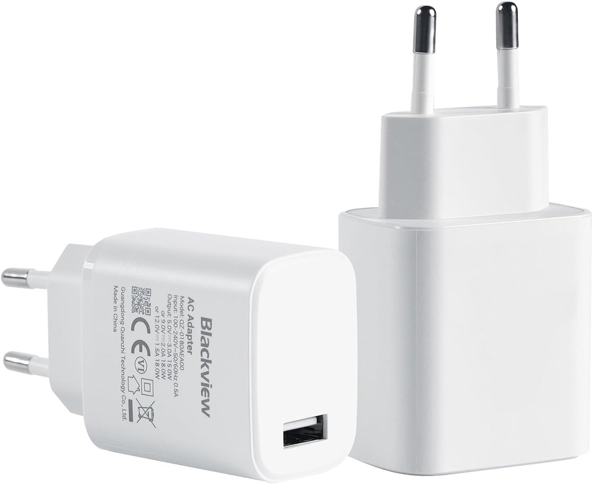 Blackview USB C Adapter - Oplader - 18W Universeel Oplader - Tablet Oplader - Smartphone Oplader - Wit