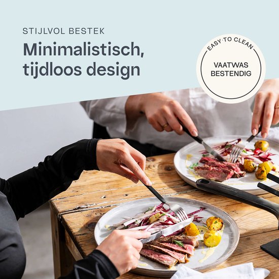 BergHOFF Home Ménagère 20 pièces - Ménagère 4 personnes - Acier inoxydable - Design moderne - Convient pour 4 personnes - Passe au lave-vaisselle - Zwart