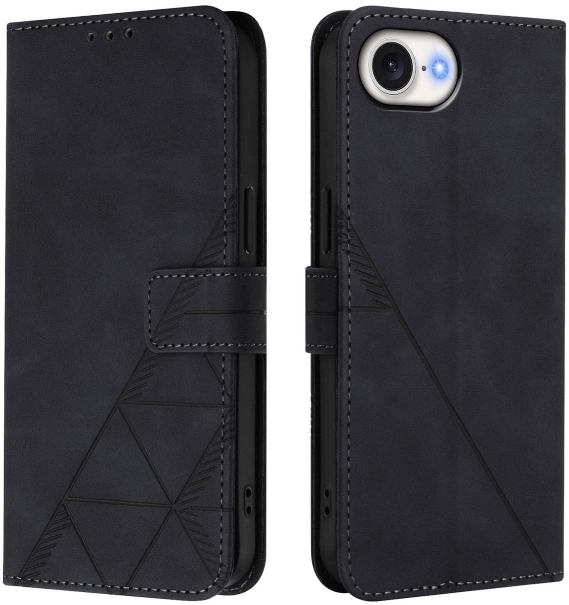 Hoes - Etui - Tas geschikt voor Apple iPhone 16e - iPhone 17e - Met Schouder - Draagkoord - Zwart