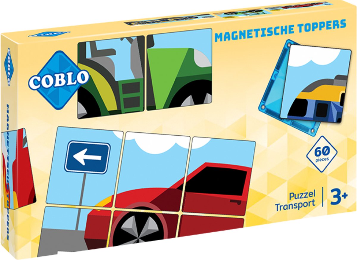 Coblo Magneet Toppers Transport 60 stuks - Magnetisch speelgoed - Educatief speelgoed - Cadeau kind - Speelgoed 3 jaar t/m 12 jaar