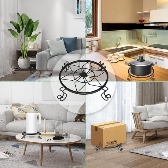 Metalen plantenstandaards set van 3 zware bloemenstandaard buiten - roestvrij ijzeren tuincontainerhouder - rond plantenpot ondersteunt rek voor binnen balkon decoratie (23 cm)