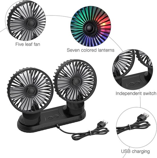 Cxnwuggfvsc Zuignap Enkele Hoofd Auto Fan Drie Snelheid Controle USB Ventilator voor SUV Boot Office