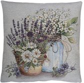 Housse de coussin - Tissu tapisserie de Luxe - Fleurs Witte - Lavande - Fleurs – 45 x 45 cm