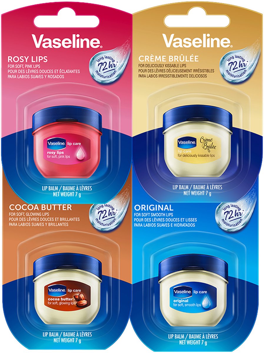 Vaseline Lip Therapy | Hydraterende Lippenbalsem | Set van 4 Rosy, Crème Brûlée, Origineel, Cacaoboter | 4 x 7g — cadeau in Verzorging - foto 3