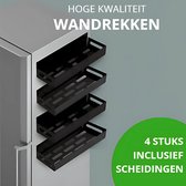 Bol.com Opbergrek - 4 stuks - Kruidenrek - Wandrek - Organizer - Organizer bakjes - Kruidenrek ophangbaar - Magnetisch - Zwart aanbieding