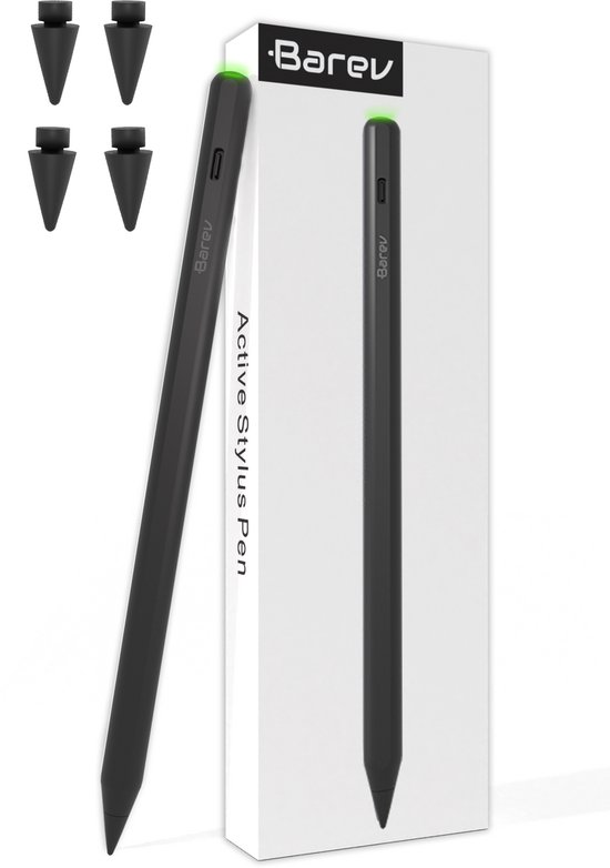 Barev Stylus pen | Alleen voor iPads 2018-2025 | iPad Pen met Palm Rejection | Alternatief voor Apple Pencil-gebruikers | Magnetisch & USB-C Opladen | Inclusief 4 Extra Punten