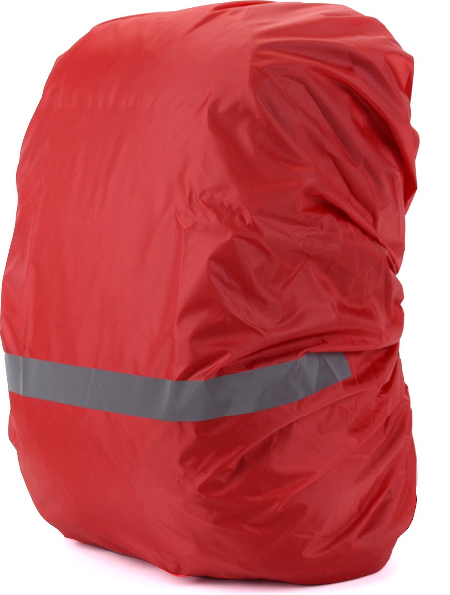 Regenhoes voor rugzakken, water- en winddicht, reflecterende strips, rugzakbescherming, regenhoes, 1 stuk, reflecterende hoes, Geschikt voor Buiten Wandelen, Fietsen, Bergbeklimmen, Kamperen - rood (XS, 10-17L)