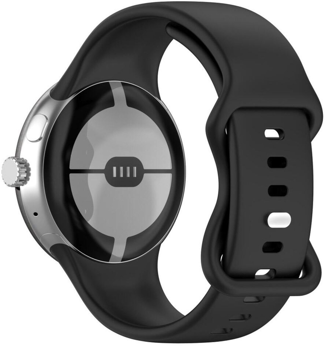 Google Pixel Watch 3 45MM Bandje - Siliconen met Gespsluiting - Zwart