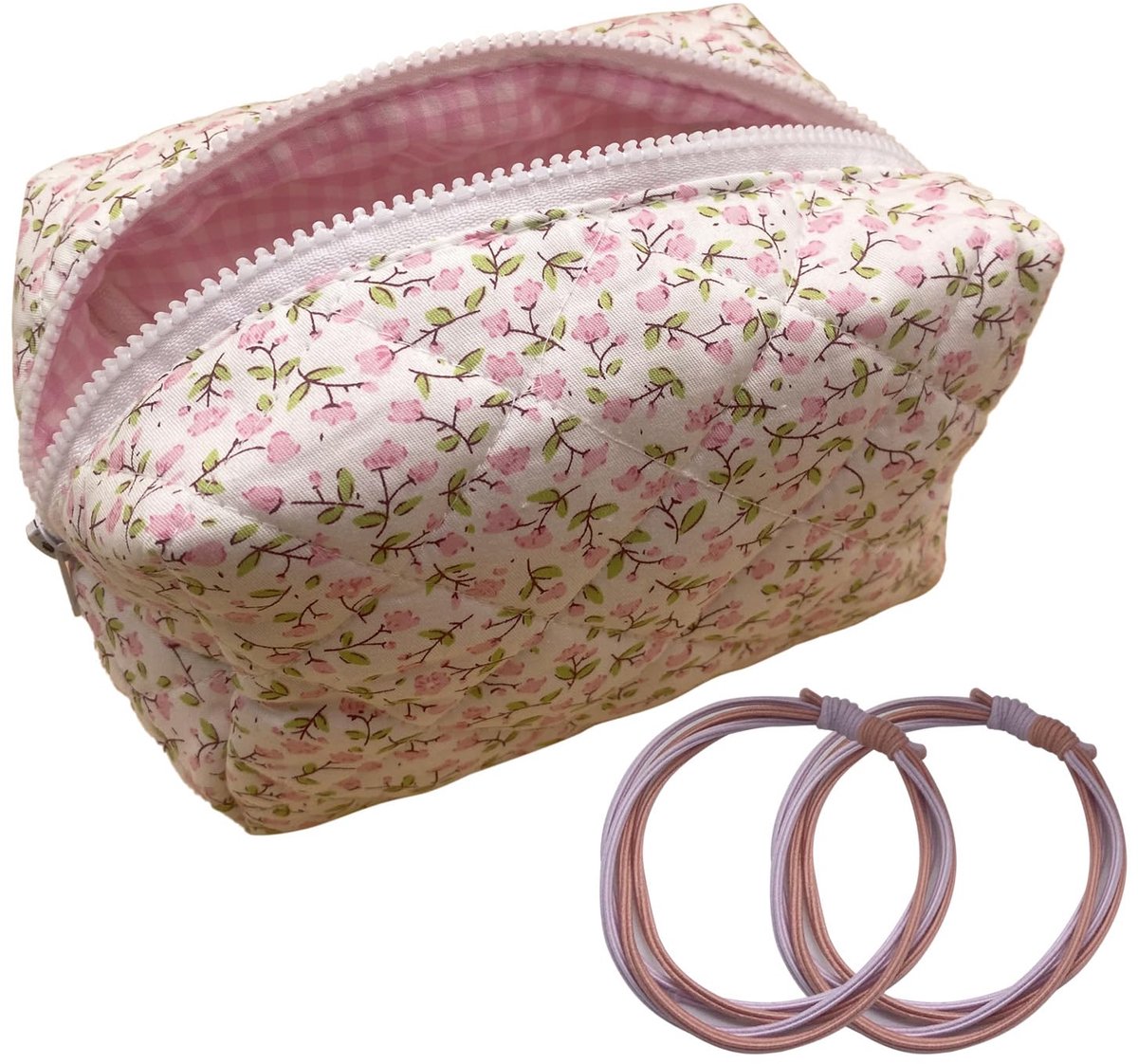 Ibenzoa® Roze Bloemmotief Make-uptas voor Vrouwen en Meisjes met Ruim Interieur