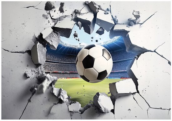 WALLARENA - Fotobehang - 150x105 cm - fotobehang voor jongeren, kinderen, 3D voetbal, sport, vliesbehang