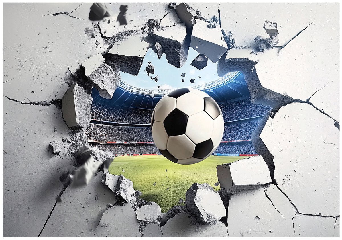 WALLARENA - Fotobehang - 350x250 cm - Fototapete voor jongeren met een 3D voetbal sport thema van vliesbehang