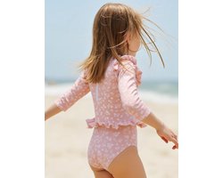 Joya Kids® Badpak Lange Mouw Oud Roze met Bloemen print met Ruches Meisjes | Zwempak met ruches UV Badpak Roze Gebloemd | Zwempak Lange Mouw UV Bescherming | Meisje Bikini Zomer | Kinderbadpak Peuter | | 5 - 6 Jaar