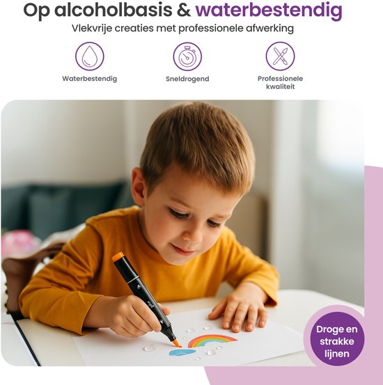 Gofun Twinmarkers 262 pièces - Adultes et Enfants - Surligneurs - Marqueurs à Alcohol - Dual pointe - Marqueurs