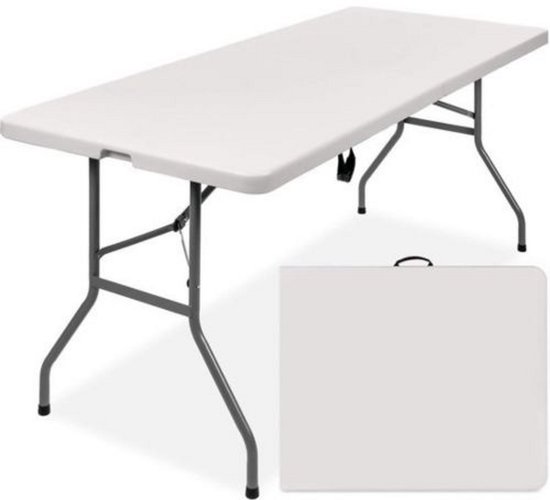Infinity Goods Inklapbare Tafel - Vouwtafel - 180 X 70 X 74 Cm   Campingtafel   Tuintafel   Draagbaar   Wit 757866488