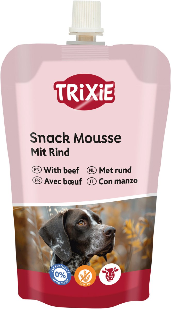 Trixie Snack Mousse - Vloeibare Hondenbeloning Rund 200gr - Eenvoudig te Doseren, Ideaal voor Kieskeurige Eters