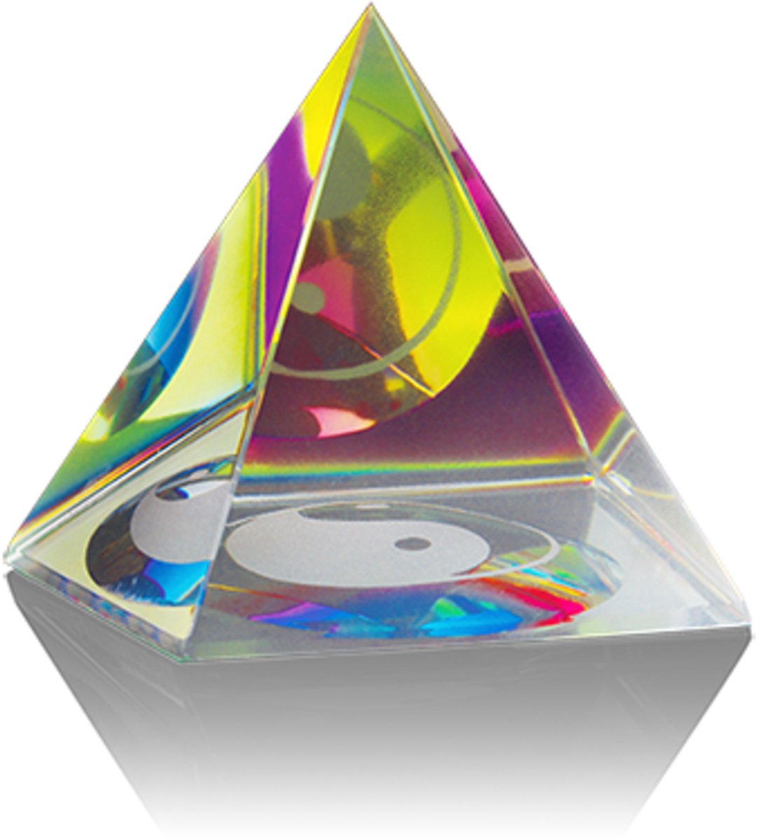 Ruben Robijn Feng shui piramide 60 mm, yin yang Transparant