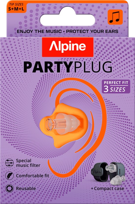 Alpine PartyPlug Classic Oordoppen festival - Earplugs festival - Comfortabele earplugs voor muziekevenementen, concerten en festivals - Voorkomt gehoorschade - Transparant - SNR 19 dB
