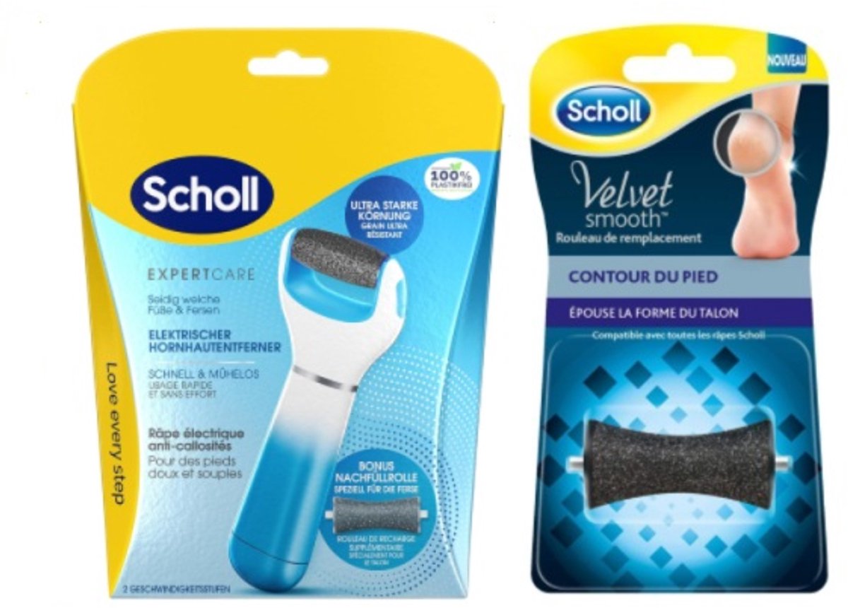 Scholl Velvet Smooth + Extra rollers -Eelt verwijderaar - Scholl - Voetverzorging -Huidverzorging - Eeltverwijderaar.