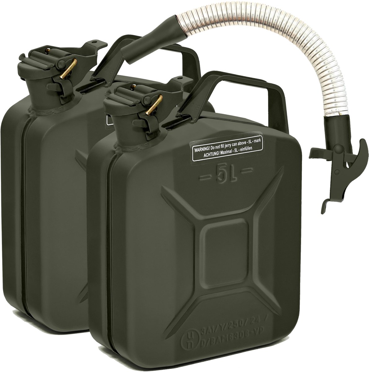 BW Benzineblik - jerrycan 2x 5 liter - metaal - bronsgroen - TÜV-getest