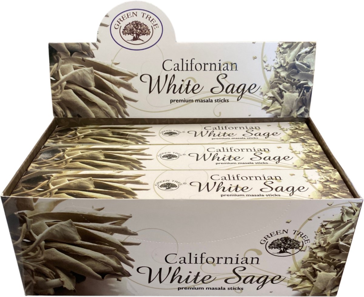 Green Tree Californian White Sage Natural wierook 15 grams - 12 st.