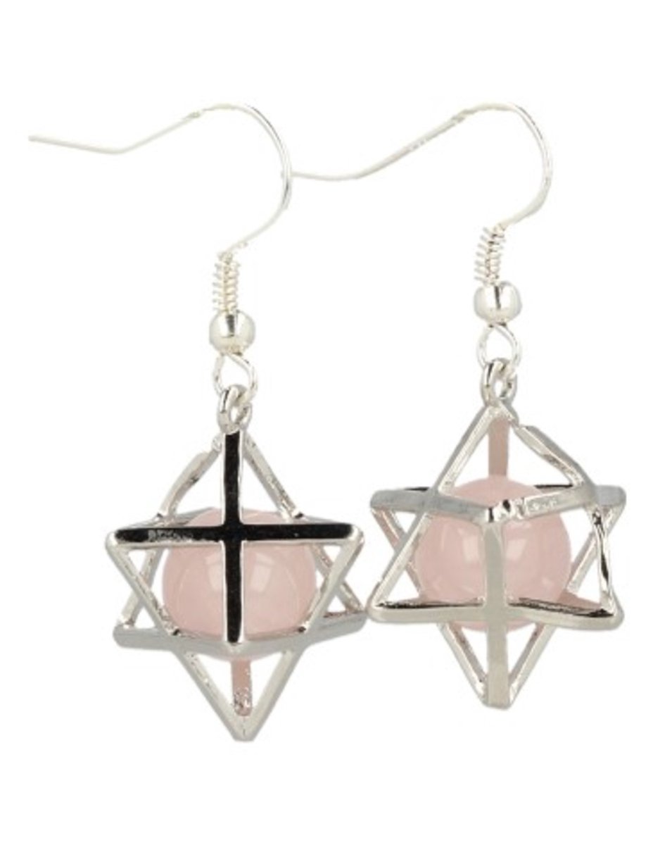 Roze kwarts oorbellen merkabah