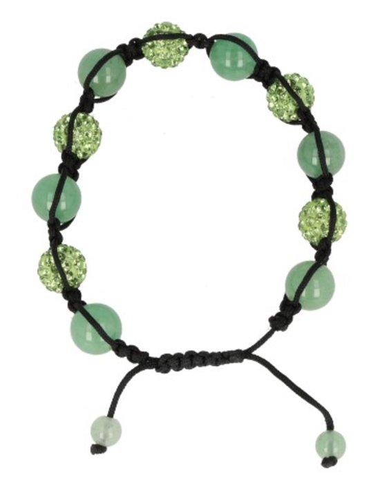 Bracelet Shamballa En Aventurine Verte Et Zirconium - Longueur 18 Cm - Neuf Avec étiquettes