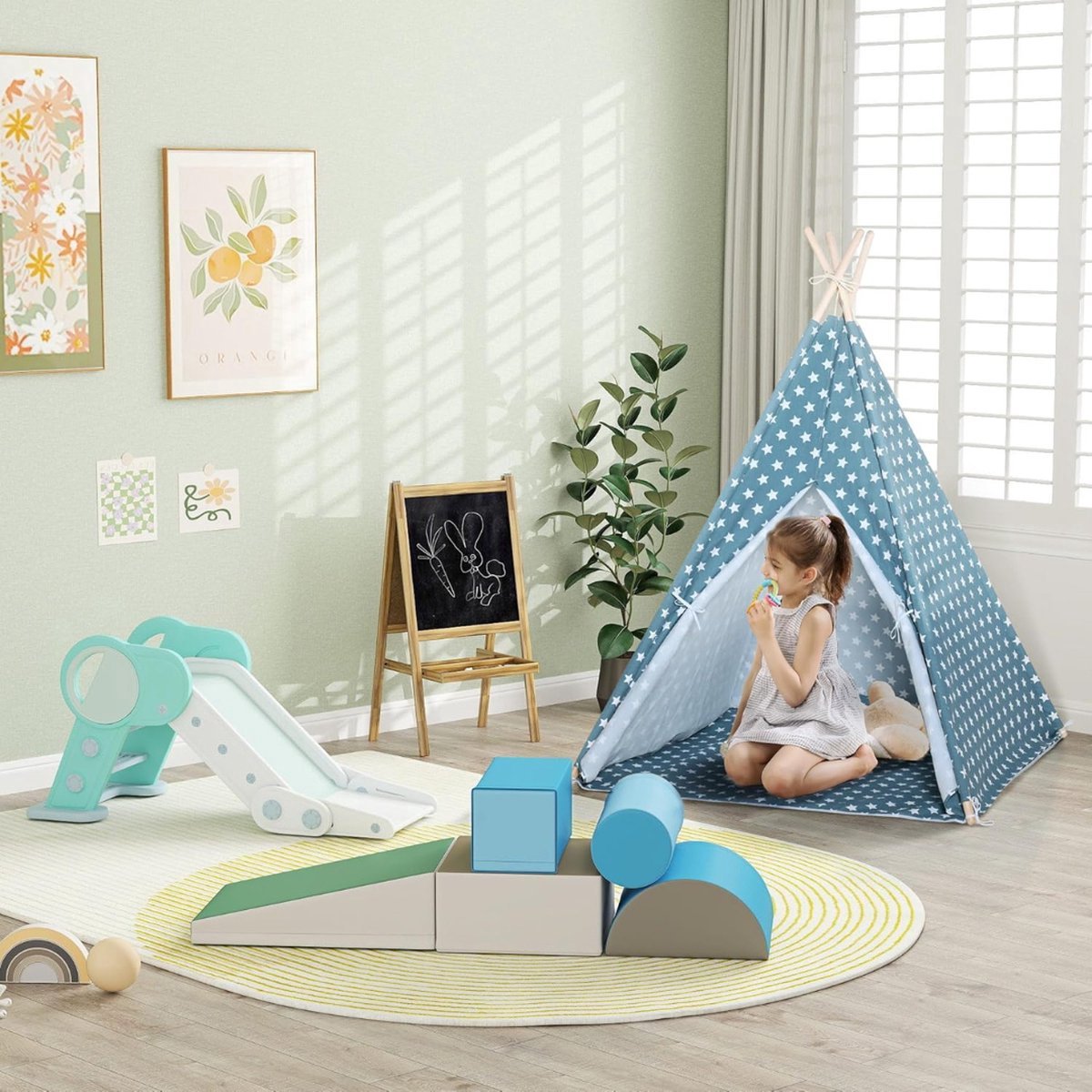 Thuys – Glijbaan Peuter – Voor Binnen En Buiten – Capaciteit Tot 30kg – 120 x 53 x 53cm – Groen