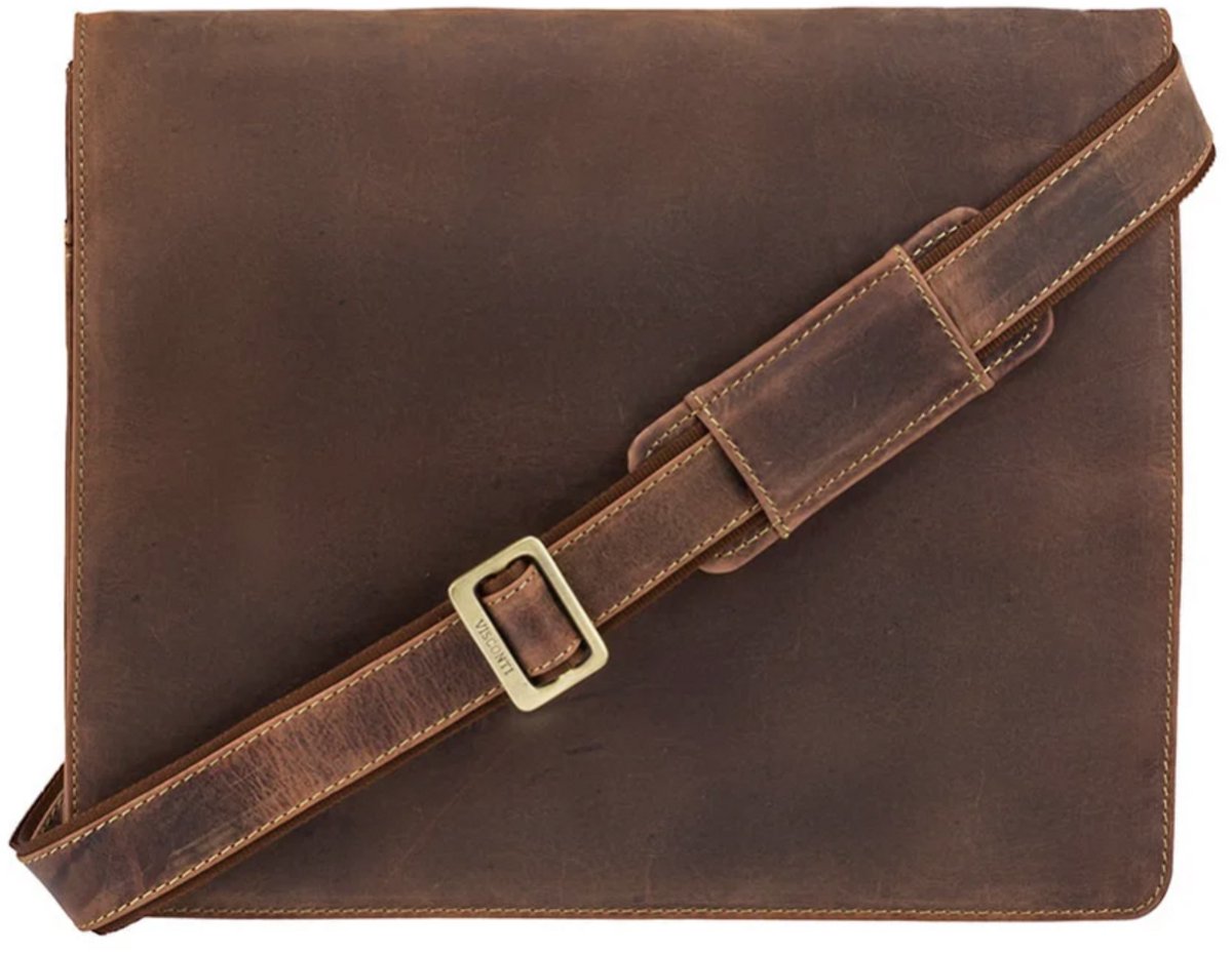 Visconti Harvard (L) Messenger Bag - Geolied leer - leder - kwaliteit