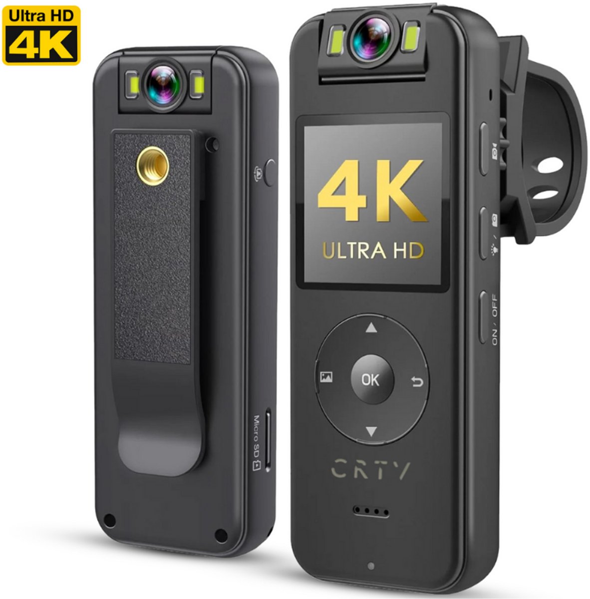 CRTV Bodycam - Body cam - Politie Bodycam - Chest Camera Spy Camera - 4K Ultra HD - SD-kaart - Full HD - Zwart.