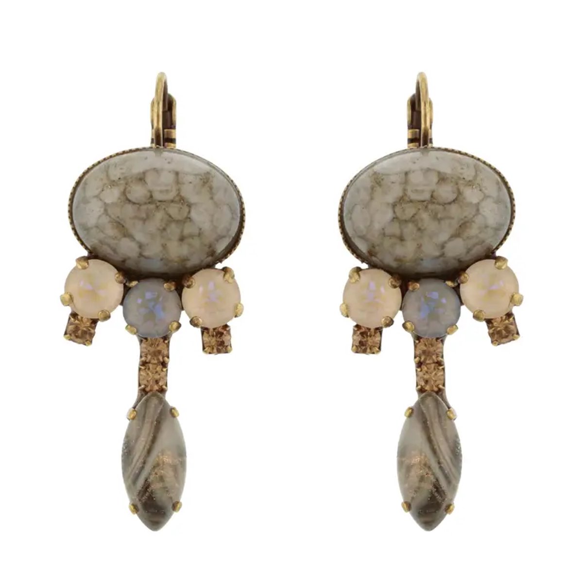 Oorbellen met zilveren, witte en goude strass(332 72E 30397)